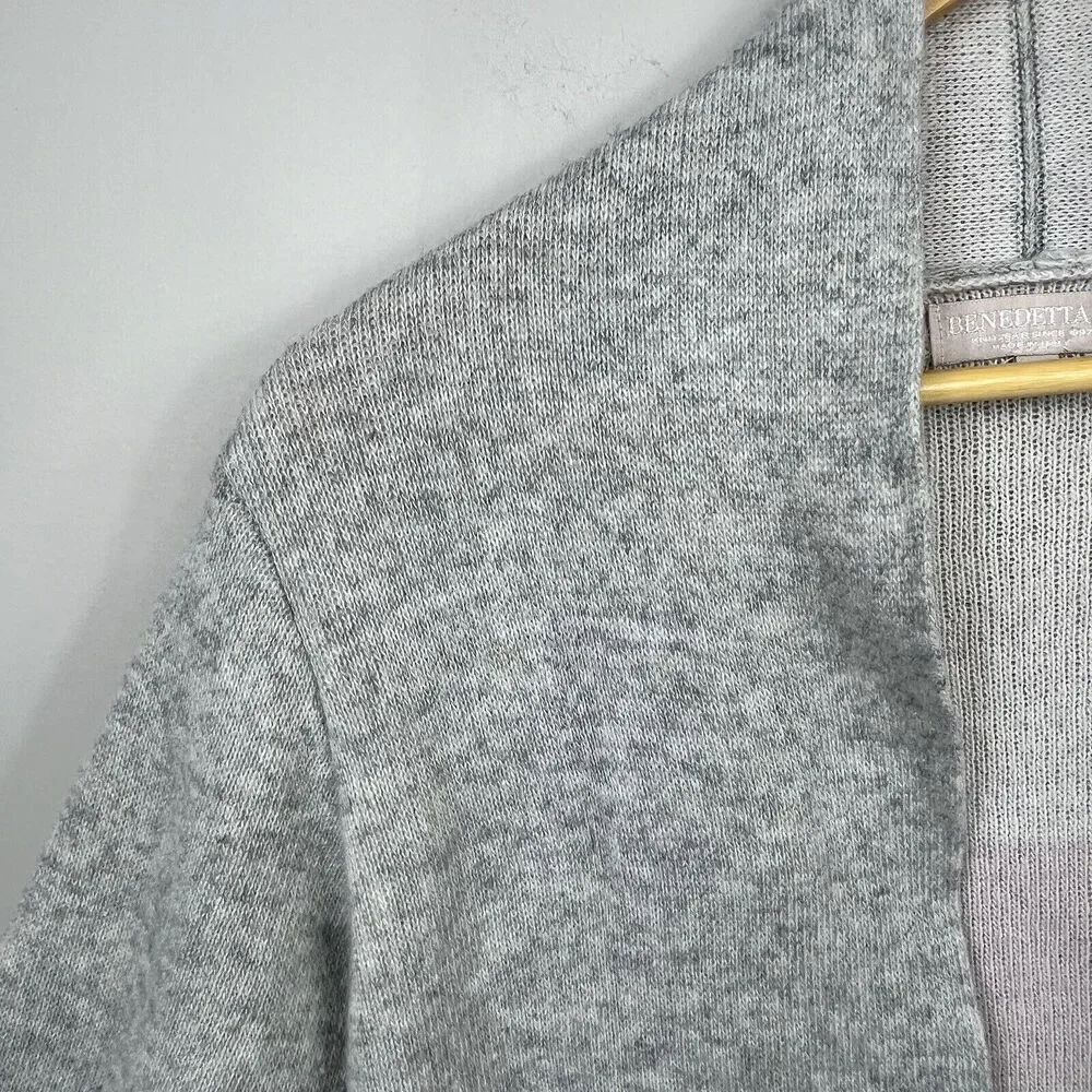 Benedetta B Gray Open Cardigan Size S Small Merino Wool Cashmere Blend